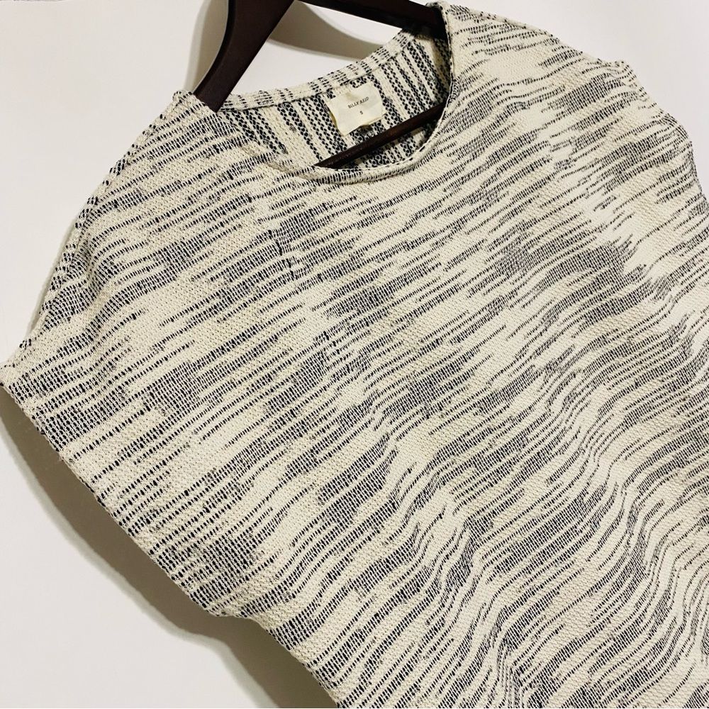 Billy Reid Cream And Gray Textured Knit Cap-Sleeve Top — image 4 of 5